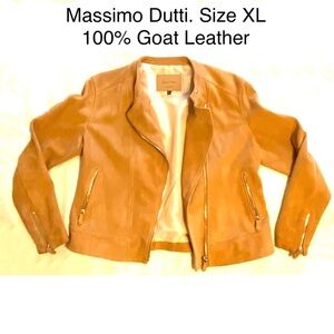 Massimo Dutti Goat Genuine Leather Jacket Motor Biker Spring Fall Outwear